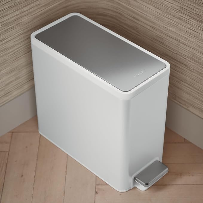 Kohler 20957-STW 2.5 Gallon Slim Step Trash Can, Bathroom Trash Can - Image 7