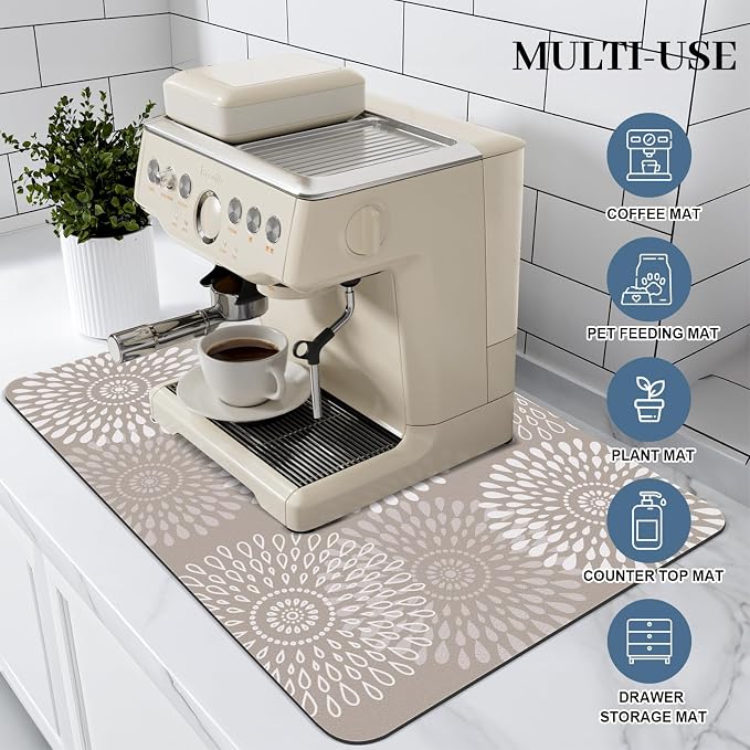 Dish Drying Mat Absorbent Kitchen Counter Mat Rubber Backing Draining Mat | - Image 3