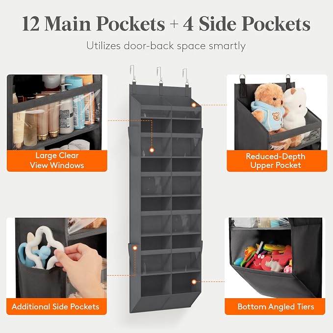 Lifewit 1 Pack Over the Door Organizer, 12 Section Clear Window Hanging Storage - Image 3