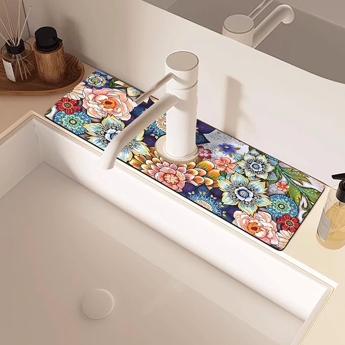 Sink Faucet Absorbing Mat, 2 Pack Drying Mat Around Faucet Sink Splash Guard - Image 6