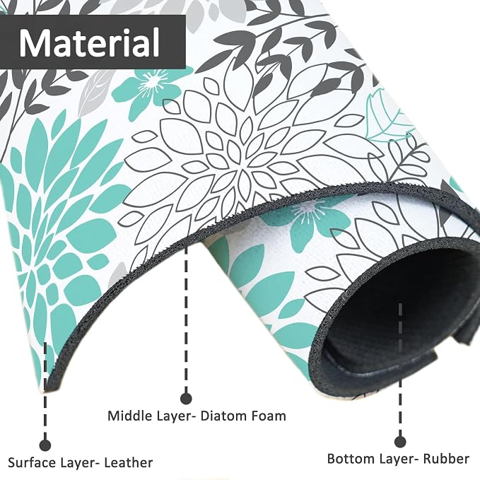 15" X 5.5" Kitchen Sink Splash Guard Faucet Mat Floral Super Absorbent Fast - Image 4