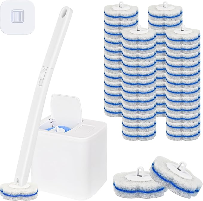 Disposable Toilet Brush System & 48 Scrubbing Refills by Clowand