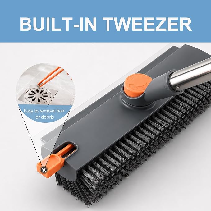 Floor Scrub Brush with Long Handle, 3 in 1 Floor Scrubber, Heavy Duty Stiff - Image 7