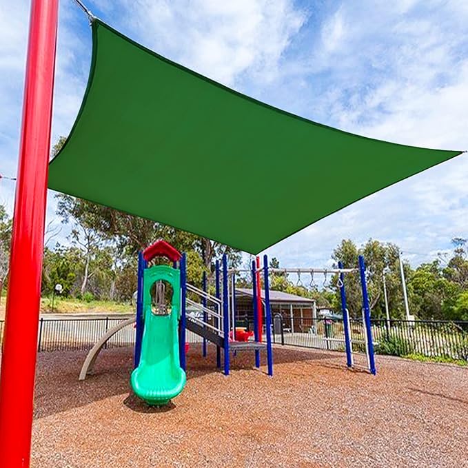 Amagenix Sun Shade Sail 8'X10' Curved Edge Outdoor Shade Canopy Dark Green Breathable 95% UV Block Shade Cloth for Patio Garden Backyard (We Make Custom Size)