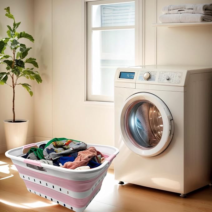 SAMMART 42 Collapsible Plastic Laundry Basket, Foldable Pop Up Storage - Image 4