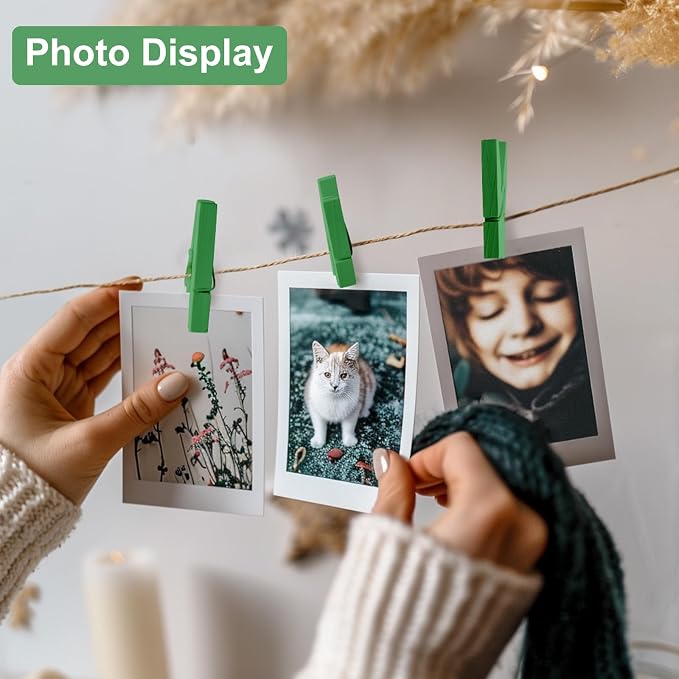 Colored Clothes pins 2.9inch 50PCS Green, Colorful ClothesPins Wooden Clips - Image 5