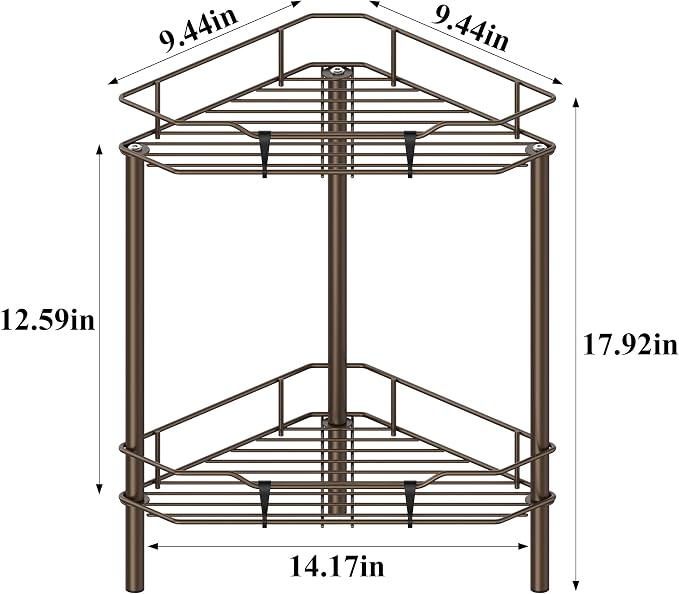 HuggieGems Metal Floor Standing Corner Shower Caddy, 2 Tier - Image 7