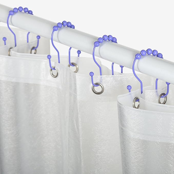 Shower Curtain Hooks, Stainless Steel Shower Curtain Hangers, Double Hook - Image 3