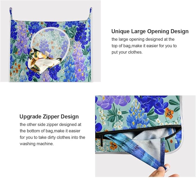 2PCS Hanging Laundry Hamper Bag Over the Door Laundry Hamper Wall Hamper Large - Image 4