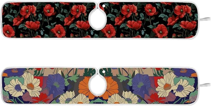 Japanese Purple Red Poppy Poppy Butterfly Leaf Sink Mat - Image 3