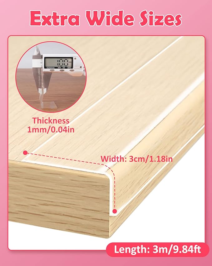 Baby Proofing, Clear Edge Protector Strip, Soft Corner Protectors for Kids, Baby Child Safety Corner Guards for Furniture Against Sharp Corners for Tables, Drawers, Sink, Wall 1.2in x 9.84ft