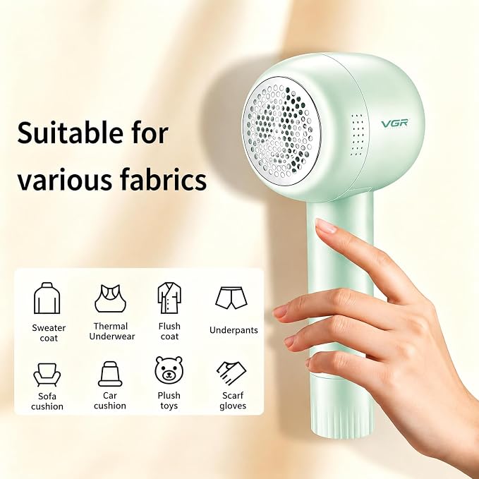 VGR 813 Rechargeable Fabric Shaver, 6-Blade Lint Remover, at home or while - Image 6
