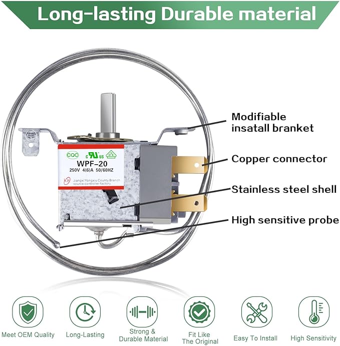 Mini Fridge Thermostat, Universal WPF-20 Freezer Thermostat Controller 2pin / Compatible with wpf16 and wpf18【Can Provide Installation Tutorial】