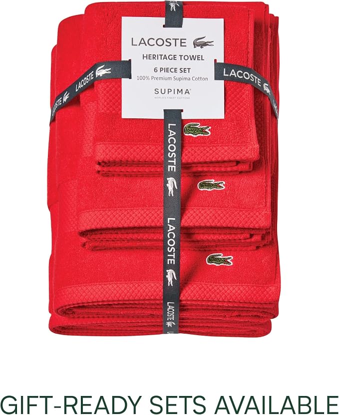 Lacoste Heritage 100% Supima Cotton Bath Sheet 35" x 70", Formula 1 | Highly - Image 4