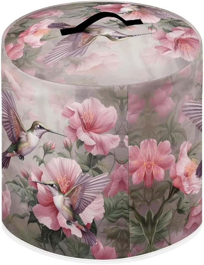 Flashideas Hummingbird Flower Pressure Cooker Cover for Women Insulated Rice Cooker Cover with Easy to Clean Lining Stain Resistant Dust Cover with Pockets for Instant Pot 6 Quart Appliance Cover