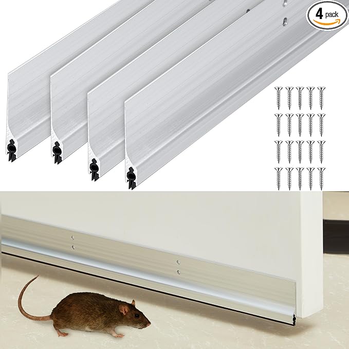 Gisafai 4 Pack 36" Door Sweep, Aluminum Rodent Proof Bottom Seal Strip | Rodent by Gisafai