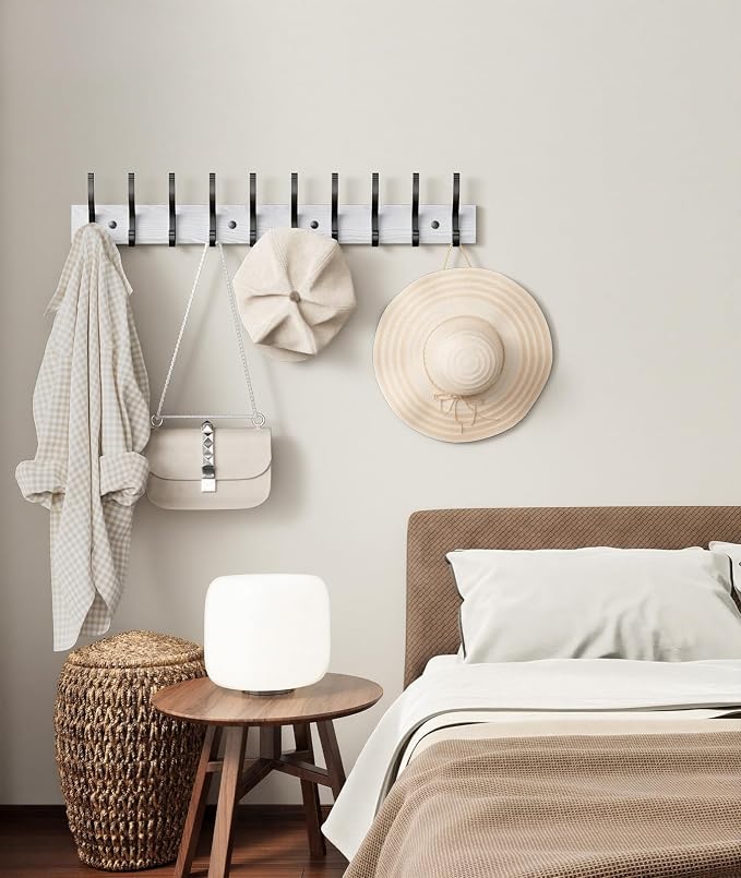Optish 2 Pack Wooden Coat Rack Wall Mount, 16.1" Rustic Coat Hanger Hooks - Image 8