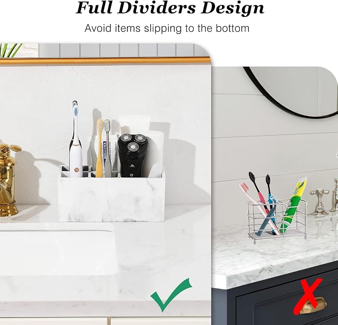Luxspire 5 Slots Toothbrush Holders, Gravel White | Toothbrush Razor Holder - Image 3