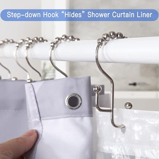 SUTINE Shower Curtain Hooks, Stainless Steel Bathroom Shower Hooks - Image 3