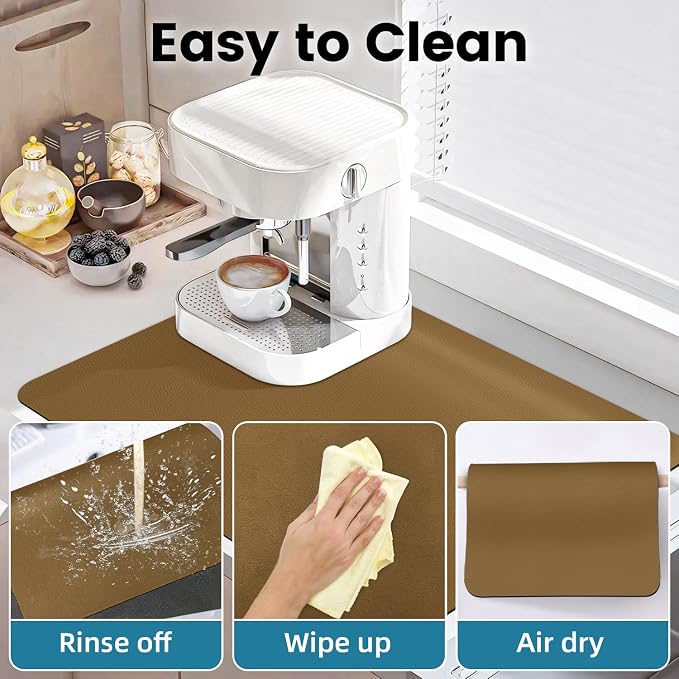 PoYang 24x16 Inch Coffee Mat, Large Dish Drying Mat, Stain-Hiding, Non-Slip & - Image 8