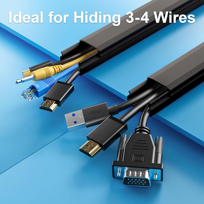 Yecaye TV Cord Hider, 42in Cord Cover Wall Mounted, W1.18in H0.6in, Wire Covers - Image 4