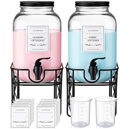 FillTouch 2 Pack 1 Gallon/128 oz Glass Laundry Detergent Dispenser, 3.8 L by FillTouch