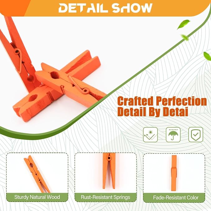 100 Pcs Orange Clothes pins - Image 2