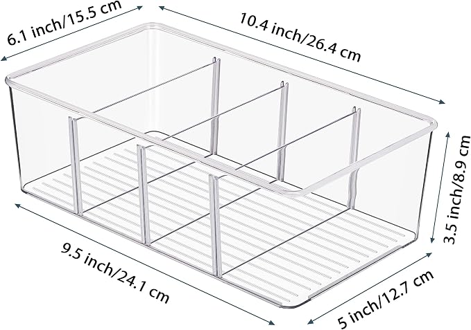 Vtopmart 4 Pack Food Storage Organizer Bins, 4 Compartments | - Image 2