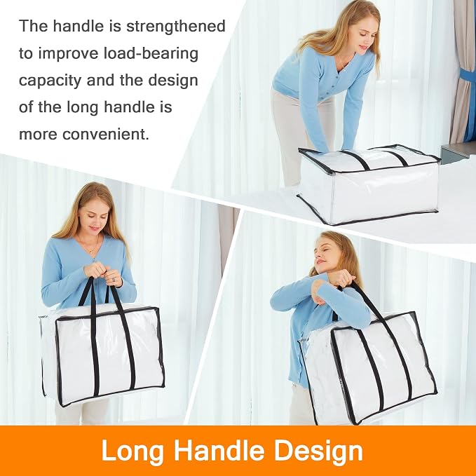 3 Pack Clear Storage Bags 110L Over-Sized Clothes Bags - Image 4