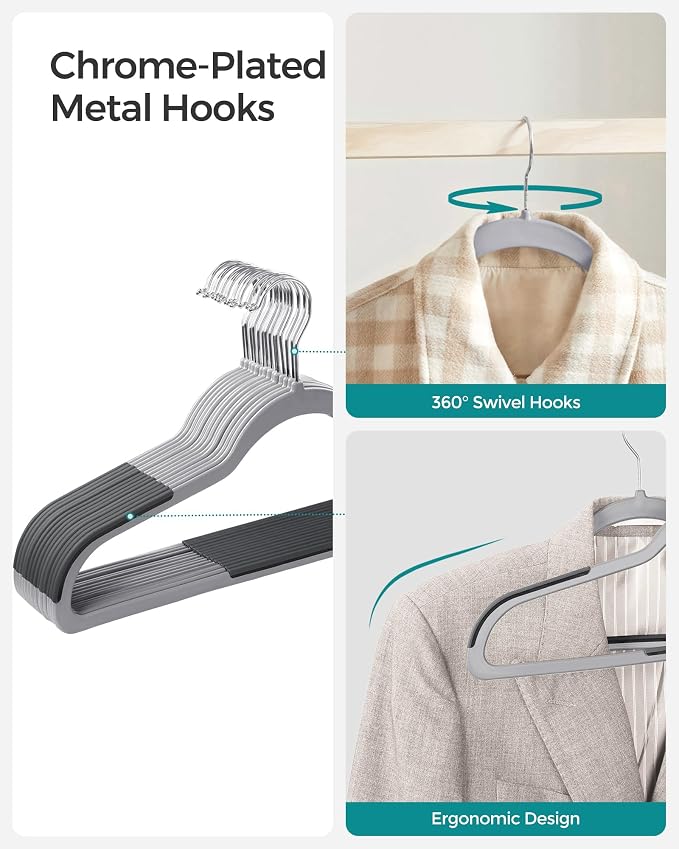 SONGMICS Plastic Clothes Hangers, Space-Saving | 0.2 Inches Thick, 17.7 Inches - Image 5