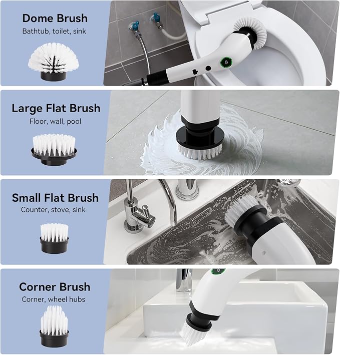 Electric Bathroom Cleaning Brush Cordless Shower Scrubber SD-CTB01 | Spin - Image 3