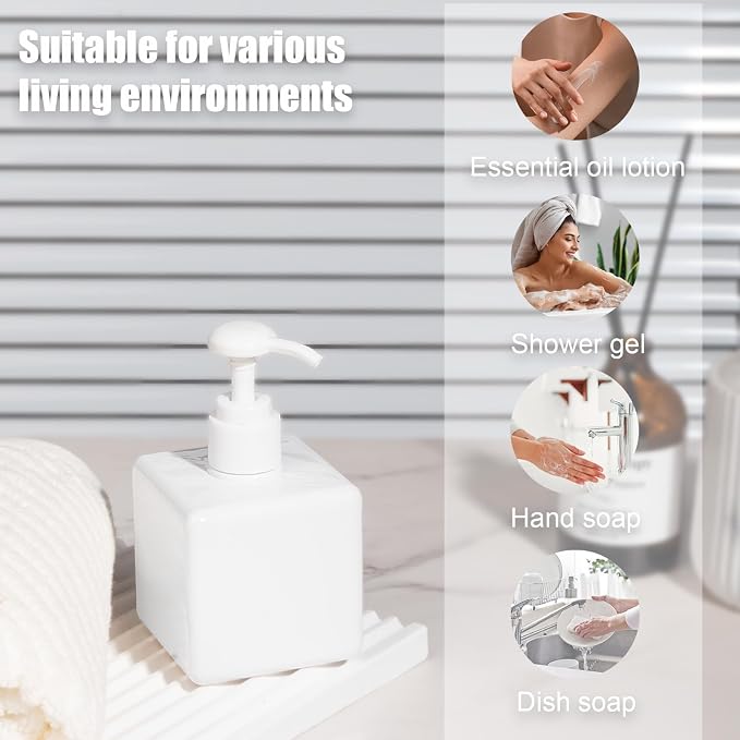 Plastic Pump Bottle Refillable Lotion Soap Dispenser 8.5oz White 2 Pack | Sturdy - Image 3