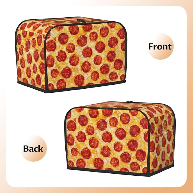 Novelty Food Pepperoni Pizza 2 Slice Toaster Cover, Waterproof Toaster Dust Cover Bread Maker Protective For Small Kitchen Appliance Dining Room Home Table Decor Gifts