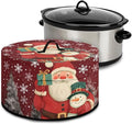 Cute Santa Claus Snowman Print Slow Cooker Cover with Pocket Portable Stain Resistant Slow Cooker Cover for Kitchen Christmas Decor Extra Accessories Fit 6/7/8 Quart Electric Oval Crock Pot