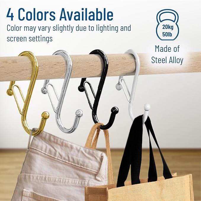 10-Pack Metal S Hooks for Hanging – Heavy-Duty S-Shaped Hook - Image 6