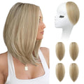 REECHO Clip in Hair Volumizer, Short Thick Clip in Hairpieces Adding Extra Hair Volume Extensions for Women with Thin Fine (Honey Blonde with Highlights, 8 Inch(Pack of 4))