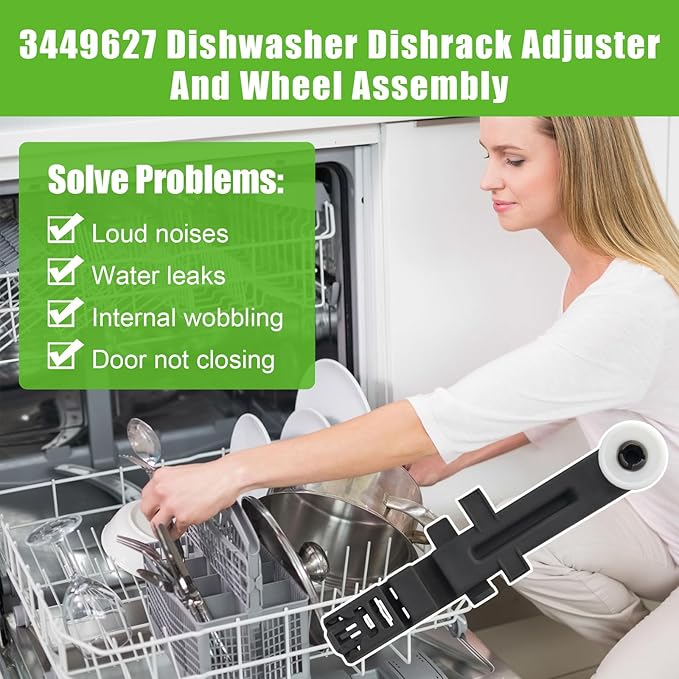 W10571738 Dishwasher Upper Dishrack Adjuster and Wheel Assembly Replacement for Whirlpool Maytag Dishwasher PS11756470, WPW10571738,AP6023130, 3449627