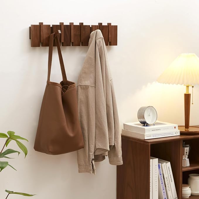 Wood Coat Rack Wall Mount, Coat Hooks Hanger Wall Mounted, Heavy Duty Wall Coat - Image 5