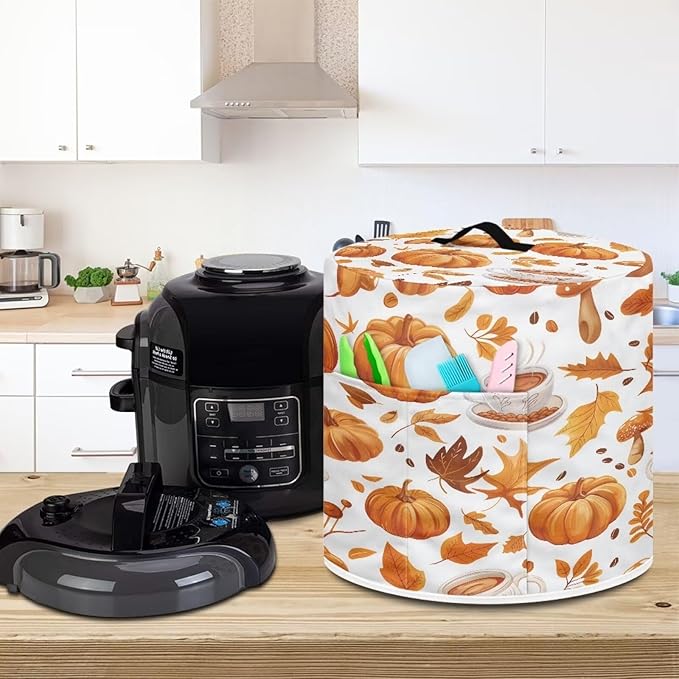 Pumpkin Pressure Cooker Cover Instant Pot Accessories Instant Pot Kitchen Appliance Dust Cover with Pockets for Rice Cooker Air Fryer Slow Cooker Dust Covers for Kitchen Size M