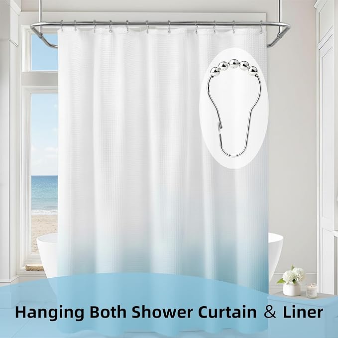 Shower Curtain Hooks Rings, Decorative Rust Proof Stainless Steel Shower - Image 7