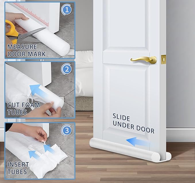 MAXTID Under Door Draft Stopper White 32Inch, Weather Stripping Door Seal | - Image 6