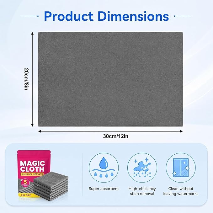 5Pcs Genie Cloth Magic Cloth, Microfiber Cleaning Cloths, Lint Free Reusable - Image 7