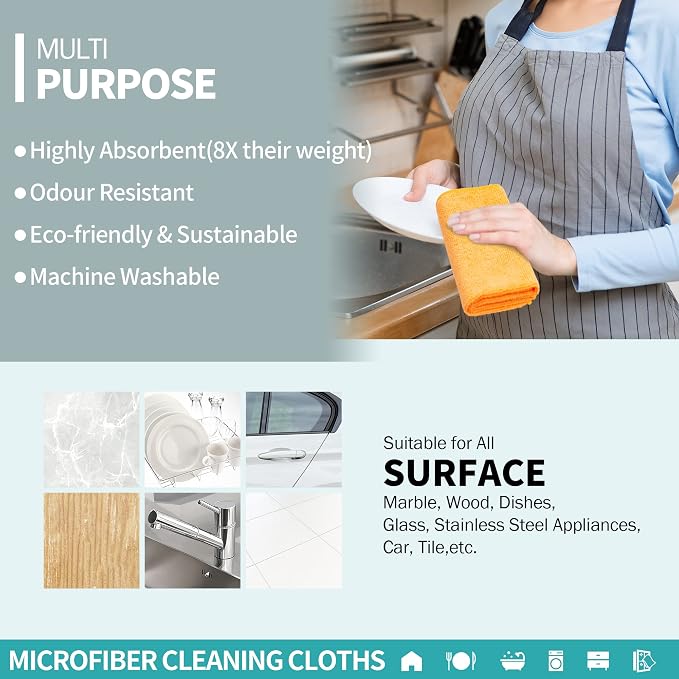 Microfiber Cleaning Cloth, 20 Pack Cleaning Rags, Washable Reusable Microfiber - Image 7
