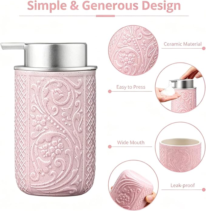 12OZ/350ML Ceramic Foaming Soap Dispenser Empty Hand Soap Dispenser Refillable - Image 6