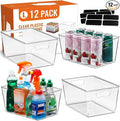 12 PACK LARGE Clear Storage Bins by MakeLifeBetterEasier