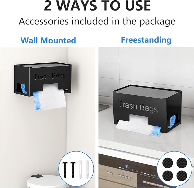 STWWO Large Trash Bag Holder Dispenser | Metal Garbage Bag Dispenser Roll Holder - Image 6
