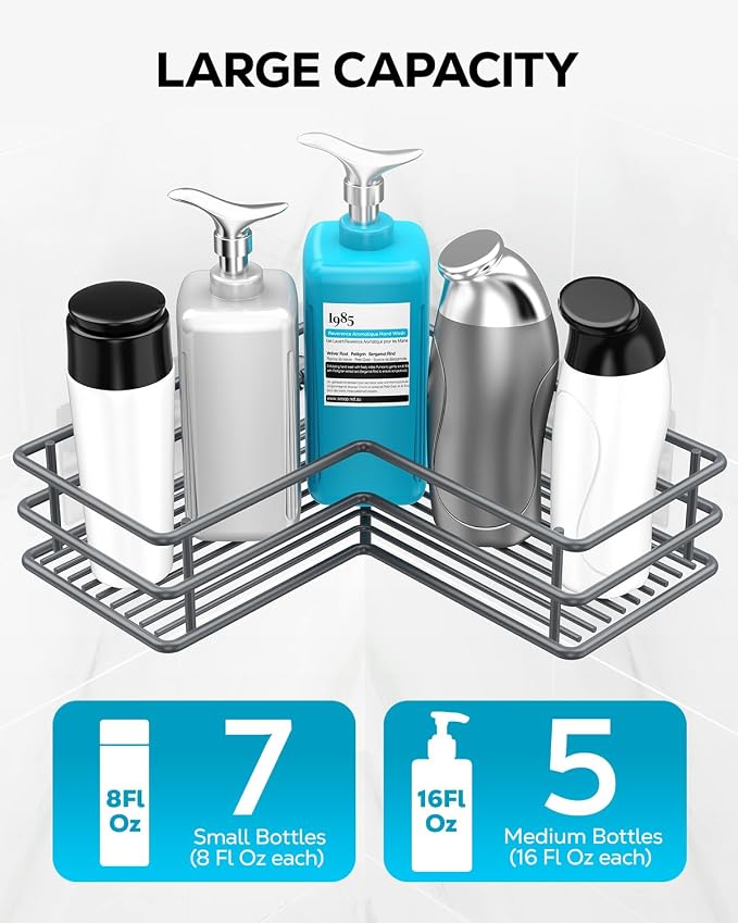 Nieifi Corner Shower Shelves, Adhesive Shower Caddy, Bathroom Organization - Image 4