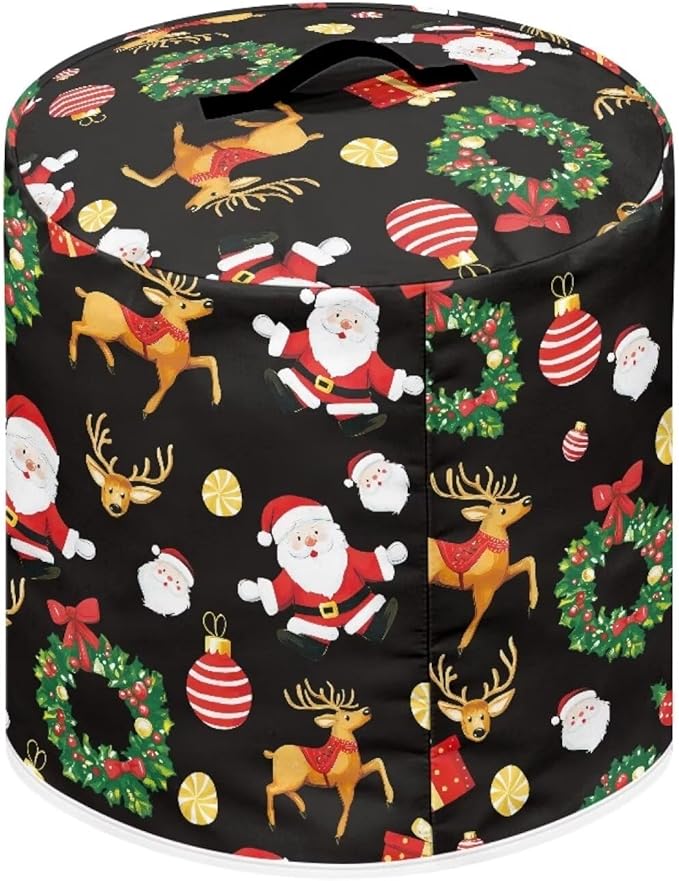 Cartoon Santa Claus Dust Cover Instant Pot and Extra Accessories Dust Proof Easy to Clean Pressure Cooker Cover Electric Appliance Cover Air Fryer Accessories with Storage Pocket Size L