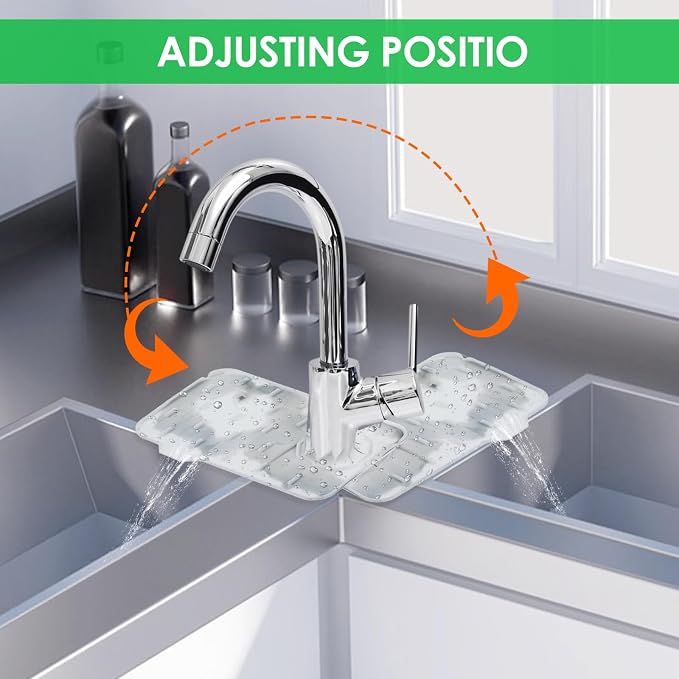 Dimeho Sink Faucet Splash Guard Mat Silicone Soap Dish Pad Faucet Handle Drip - Image 2