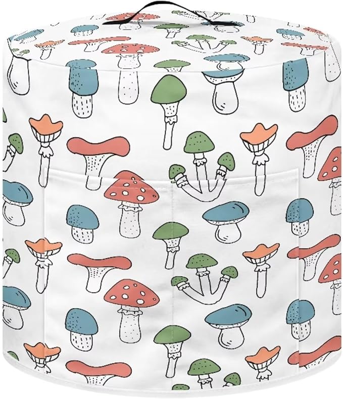 Cute Mushroom Print Pressure Cooker Cover 8 Quart Air Fryer Cover Kitchen Appliance Dust Cover Cover with Pockets for Electric Pressure Cooker Rice Cooker Steamer,White
